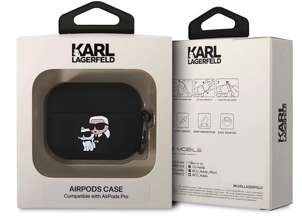 Fülhallgató tok Karl Lagerfeld 3D Logo NFT Karl and Choupette szilikon tok az AirPods Pro-hoz Black ...