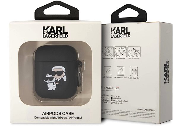 Puzdro na slúchadlá Karl Lagerfeld 3D Logo NFT Karl and Choupette Silikónové Puzdro na AirPods 1/2 Black ...