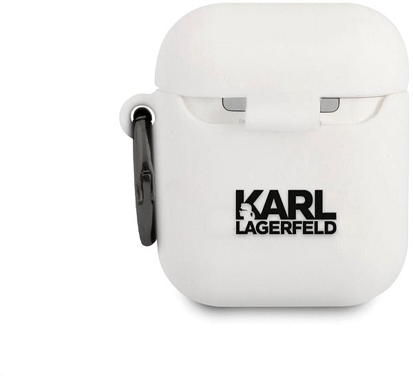 Fülhallgató tok Karl Lagerfeld Karl Head szilikon tok Airpod 1/2 készülékhez fehér Hátoldal