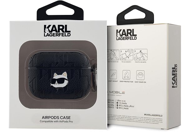 Kopfhörer-Hülle Karl Lagerfeld PU Embossed Choupette Head Hülle für AirPods Pro Black ...