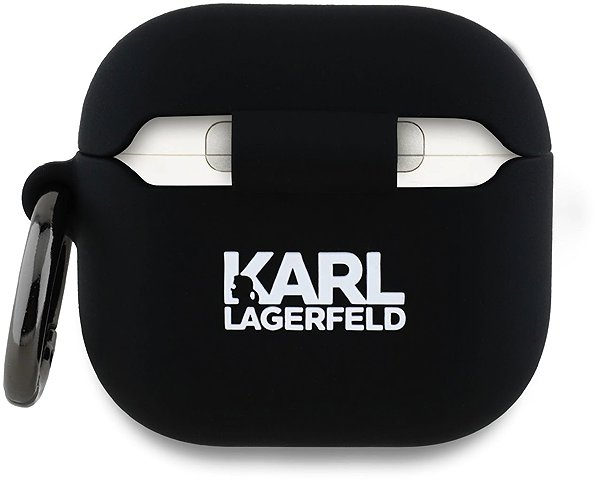 Headphone Case Karl Lagerfeld 3D Logo NFT Karl and Choupette Silicone Case for AirPods 4 Black ...