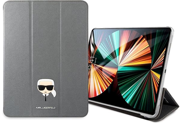 Tablet-Hülle Karl Lagerfeld Head Saffiano Tasche für Apple iPad Pro 12,9 (2021) Silber Lifestyle