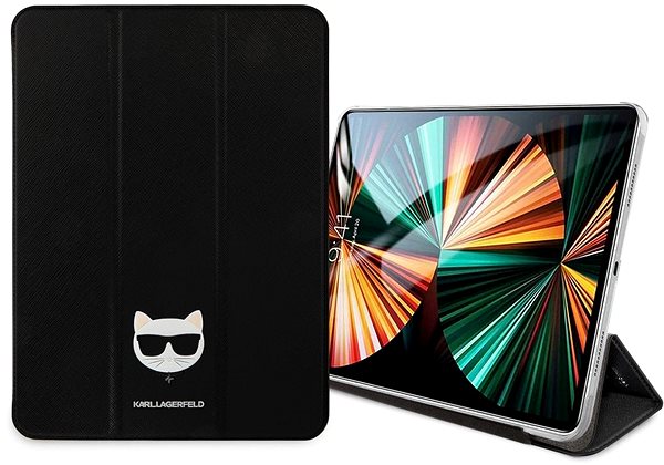 Tablet Case Karl Lagerfeld Choupette Head Saffiano Case for Apple iPad Pro 12.9 (2021) Black Lifestyle