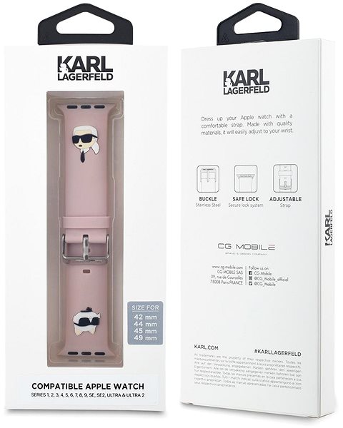 Armband Karl Lagerfeld Karl and Choupette Head NFT für die Apple Watch 42/44/45/49 Pink ...