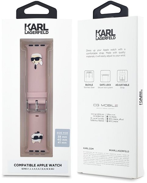 Armband Karl Lagerfeld Karl and Choupette Head NFT für die Apple Watch 38/40/41 Pink ...