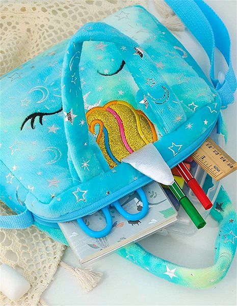 Excellent Plush Handbag - Unicorn, turquoise.