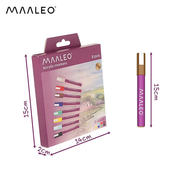 MAALEO 27052 acrylic markers - set of 8 colours .