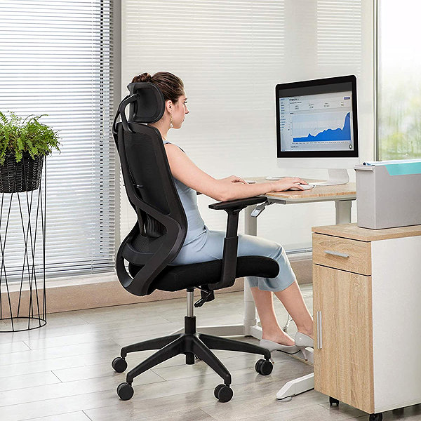 Office Chair SONGMICS Ergonomic mesh office chair, adjustable, swivel with lumbar support ...