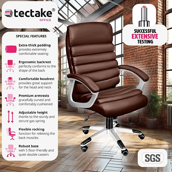 Office Armchair TecTake Paul, brown ...
