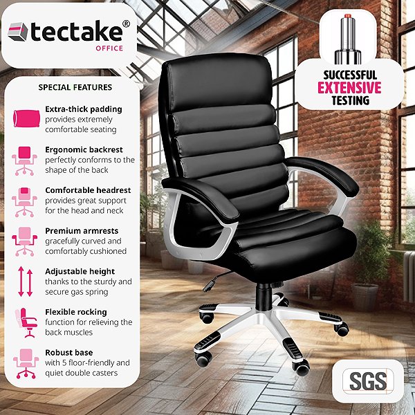 Office Armchair TecTake Paul, black ...
