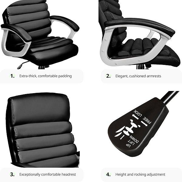 Office Armchair TecTake Paul, black ...