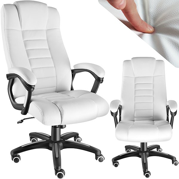 Office Armchair TecTake faux leather, white ...