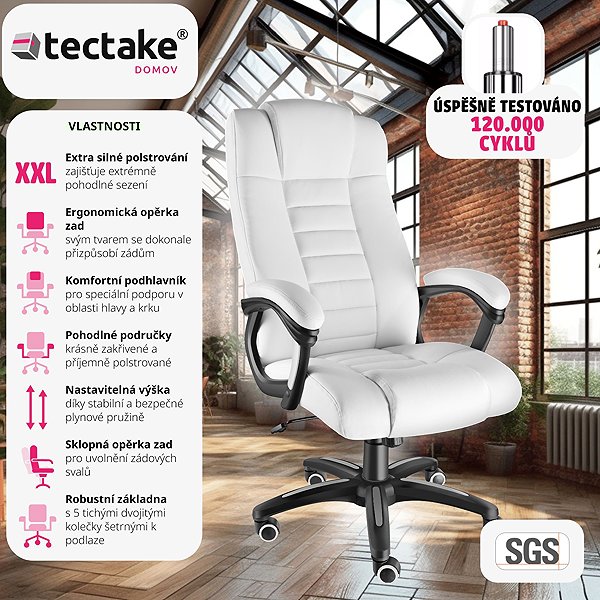 tectake office chair faux leather, white.