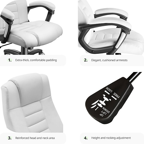 Office Armchair TecTake faux leather, white ...