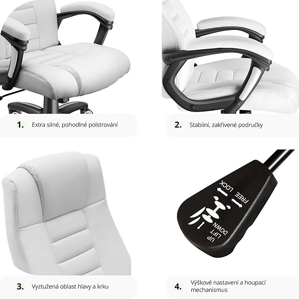 tectake office chair faux leather, white.