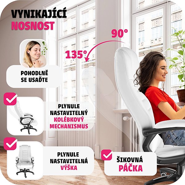 tectake office chair faux leather, white.