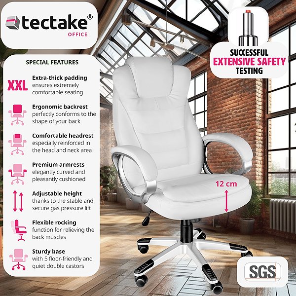 Office Armchair TecTake Zulu, white ...