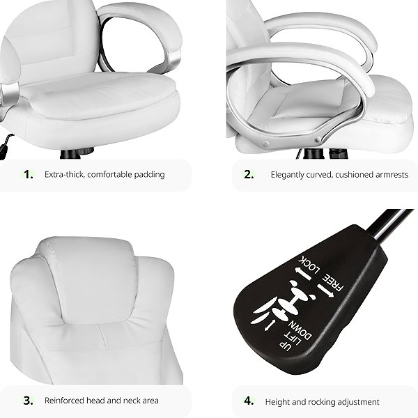 Office Armchair TecTake Zulu, white ...