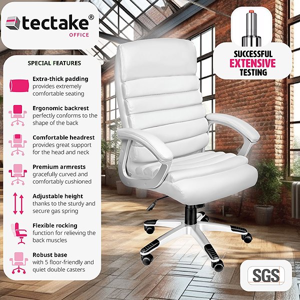 Office Armchair TecTake Paul, white ...