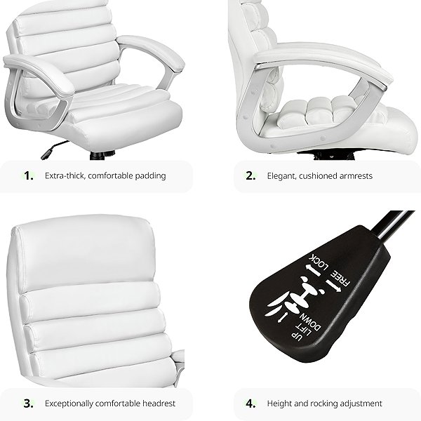 Office Armchair TecTake Paul, white ...