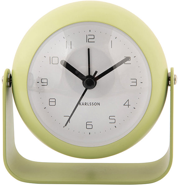 Karlsson BUNKY Analogue Alarm Clock, 9cm diameter, Green.