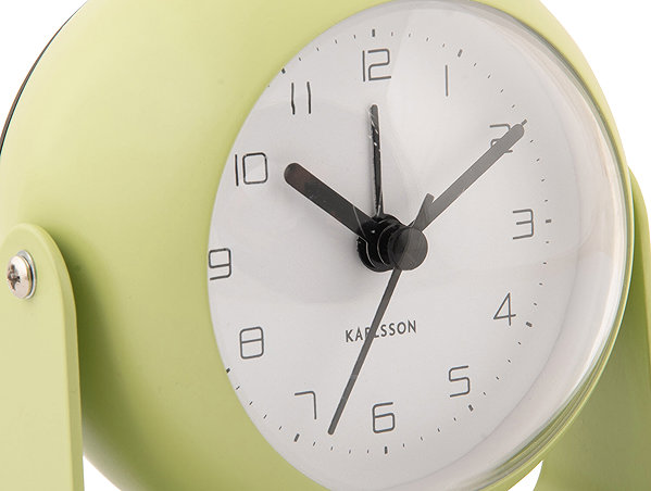 Karlsson BUNKY Analogue Alarm Clock, 9cm diameter, Green.