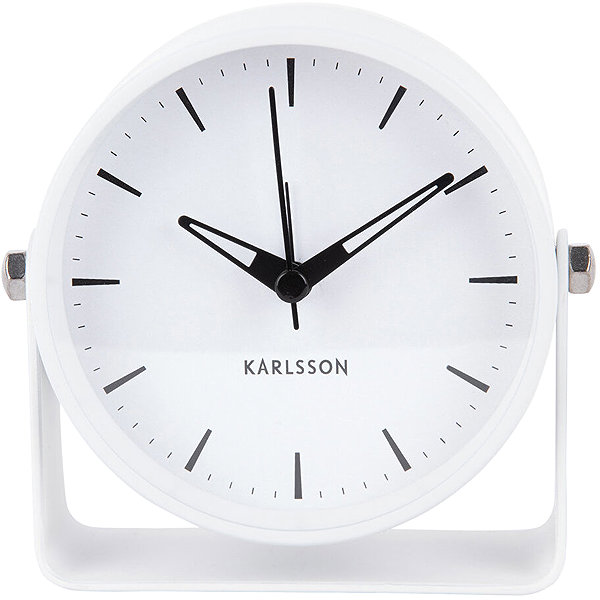 Karlsson Minimalist CALM Alarm Clock, diameter 9.5cm, white.