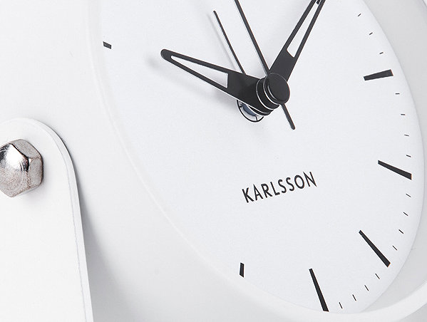 Karlsson Minimalist CALM Alarm Clock, diameter 9.5cm, white.