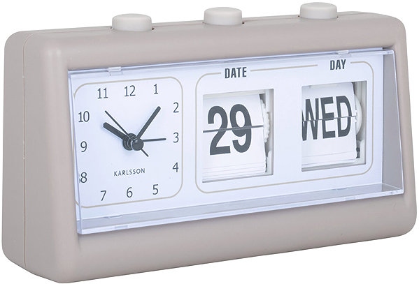 Alarm Clock Karlsson Retro alarm clock FLIP with date, grey ...