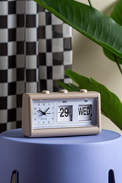 Alarm Clock Karlsson Retro alarm clock FLIP with date, grey ...