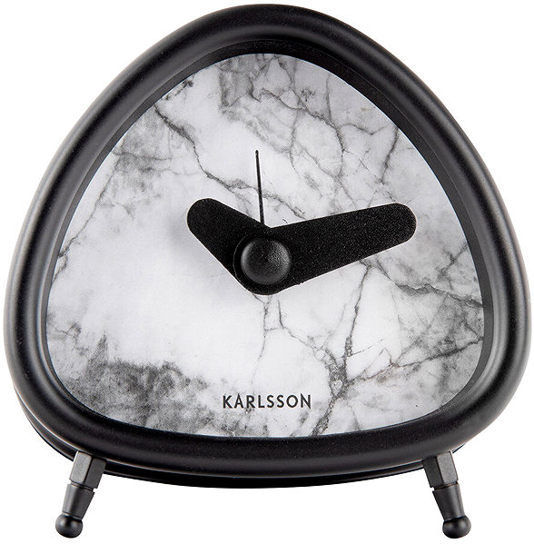 Karlsson MARBLE Alarm Clock with Marble Dial, White.