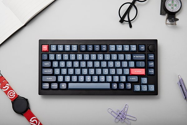 Gaming Keyboard Keychron V1 Max Swappable RGB Backlight Red Switch - Black - Knob Version, US ...