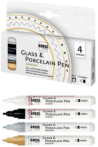 KREUL markers for porcelain and glass, set GLAMOUR, 5 colours .