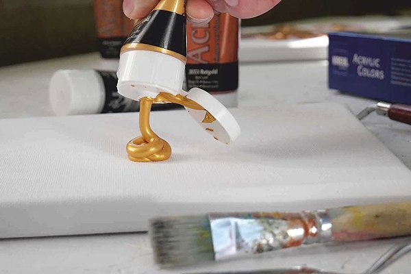 Acrylic paints for canvas KREUL Set of acrylic paints, metallic, 4 colours x 75 ml .