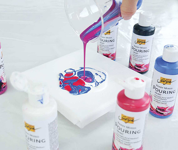Acrylic paints for canvas KREUL Solo goya Pouring fluid, set of 6 colours x 80 ml .