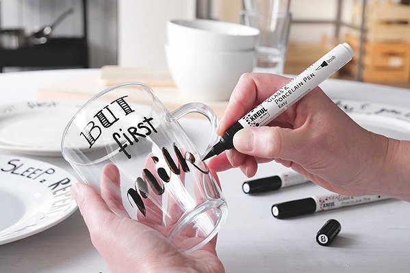 Marker KREUL for Glass & Porcelain, Brush-On, Black ...