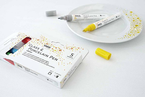 Marker KREUL GLITTER for porcelain and glass, 5 colours ...