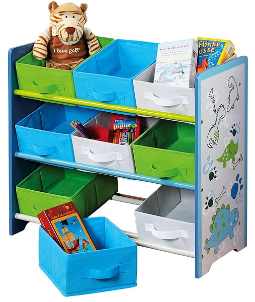 Shelf Kesper Children's Storage Rack with 9 Fabric Boxes, Blue ...