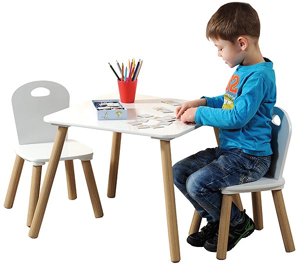 Kindermöbel Kesper Kindertisch mit zwei Stühlen - weiß ...