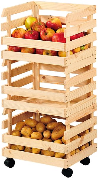 Shelving Unit KESPER Fruit and vegetable rack with wheels 80 × 37 × 30 cm ...