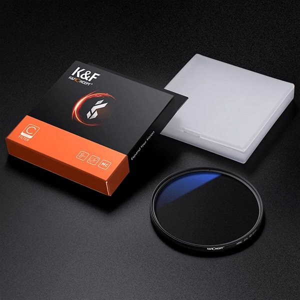 UV szűrő K&F Concept Classic Series HMC + CPL szűrő - 55 mm + kék-fehér kendő ...