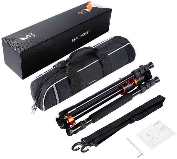 K&F Concept aluminium tripod with cross axis (KF09.090) Package contents