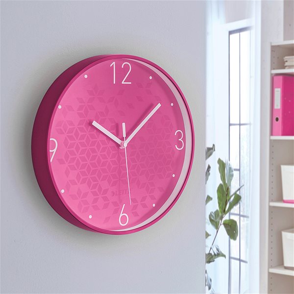 Wall Clock LEITZ Wow 573487 Pink Lifestyle