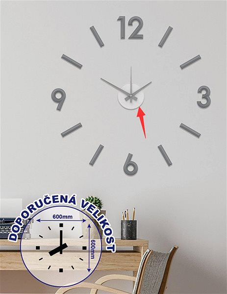 Wall Clock Stardeco Wall Clock Sticker, Grey, HM-10X003 Lifestyle