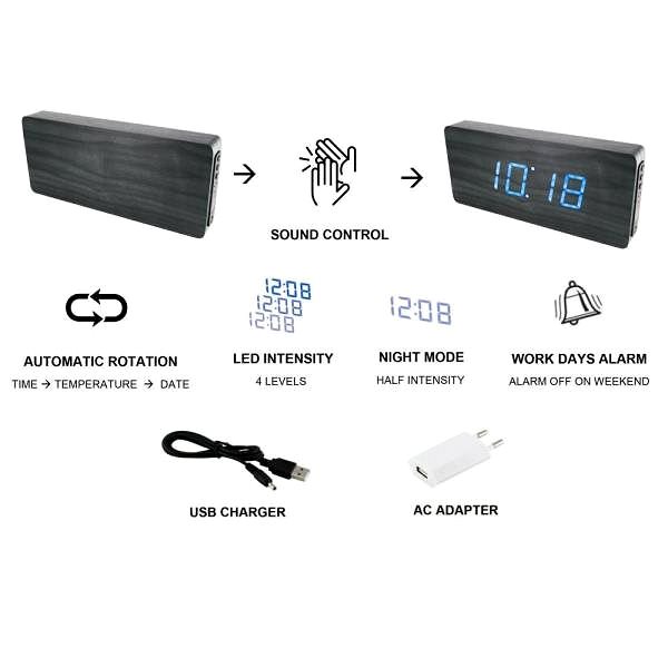 Alarm Clock MPM-TIME DIGITAL C02.3672.00. BLUE LED Features/technology