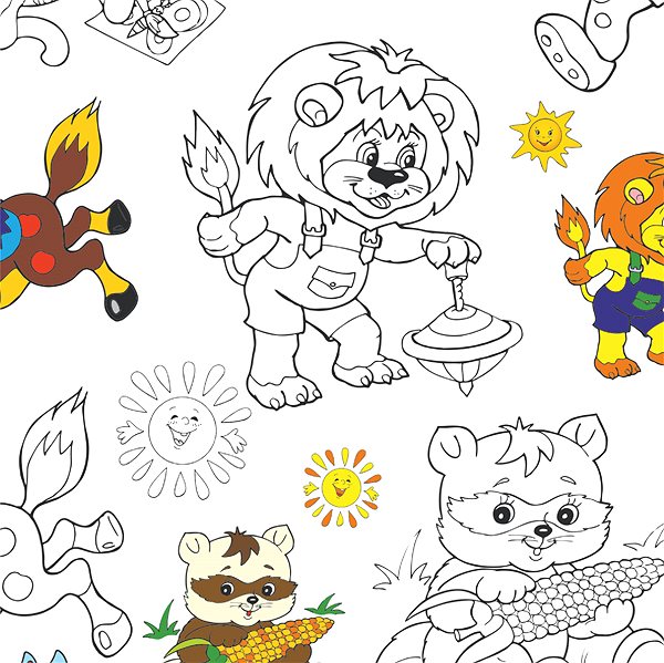 colouring page Kids DO colouring tablecloth with markers Zoo .