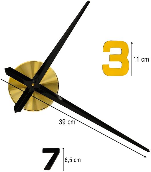 Wall Clock KIK KX3518 Design sticker clock 12 digits, 100-120 cm, black and gold ...