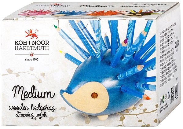Coloured Pencils KOH-I-NOOR 9920 wooden hedgehog with crayons, gold, small 24 colours ...