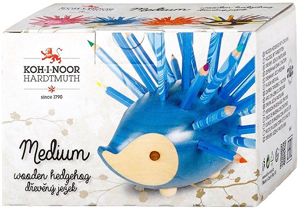 Coloured Pencils KOH-I-NOOR 9960S wooden hedgehog with crayons brown, small 24 colours ...