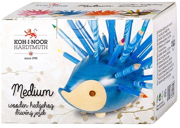 Coloured Pencils KOH-I-NOOR 9960M wooden hedgehog with crayons blue, small 24 colours ...
